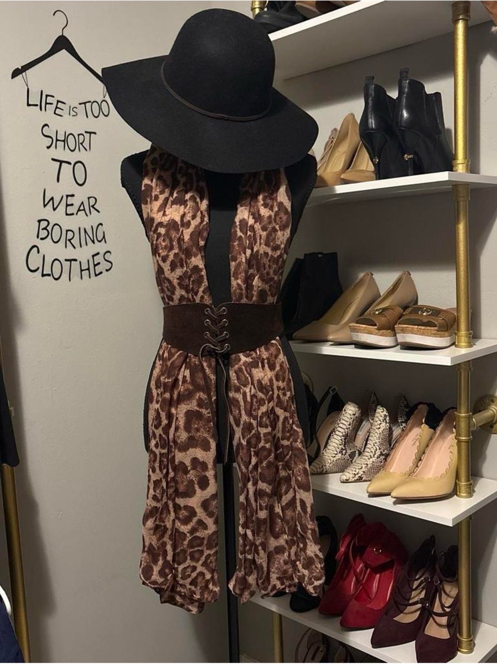 Leopard Print Lightweight Scarf Wrap in Brown